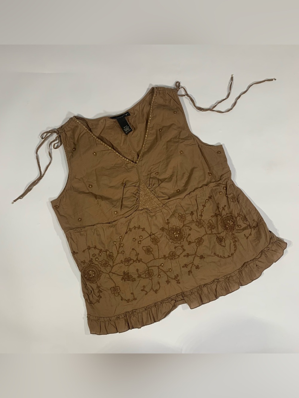 Venezia Plus Size Brown Embroidered Boho Babydoll Top 18/20